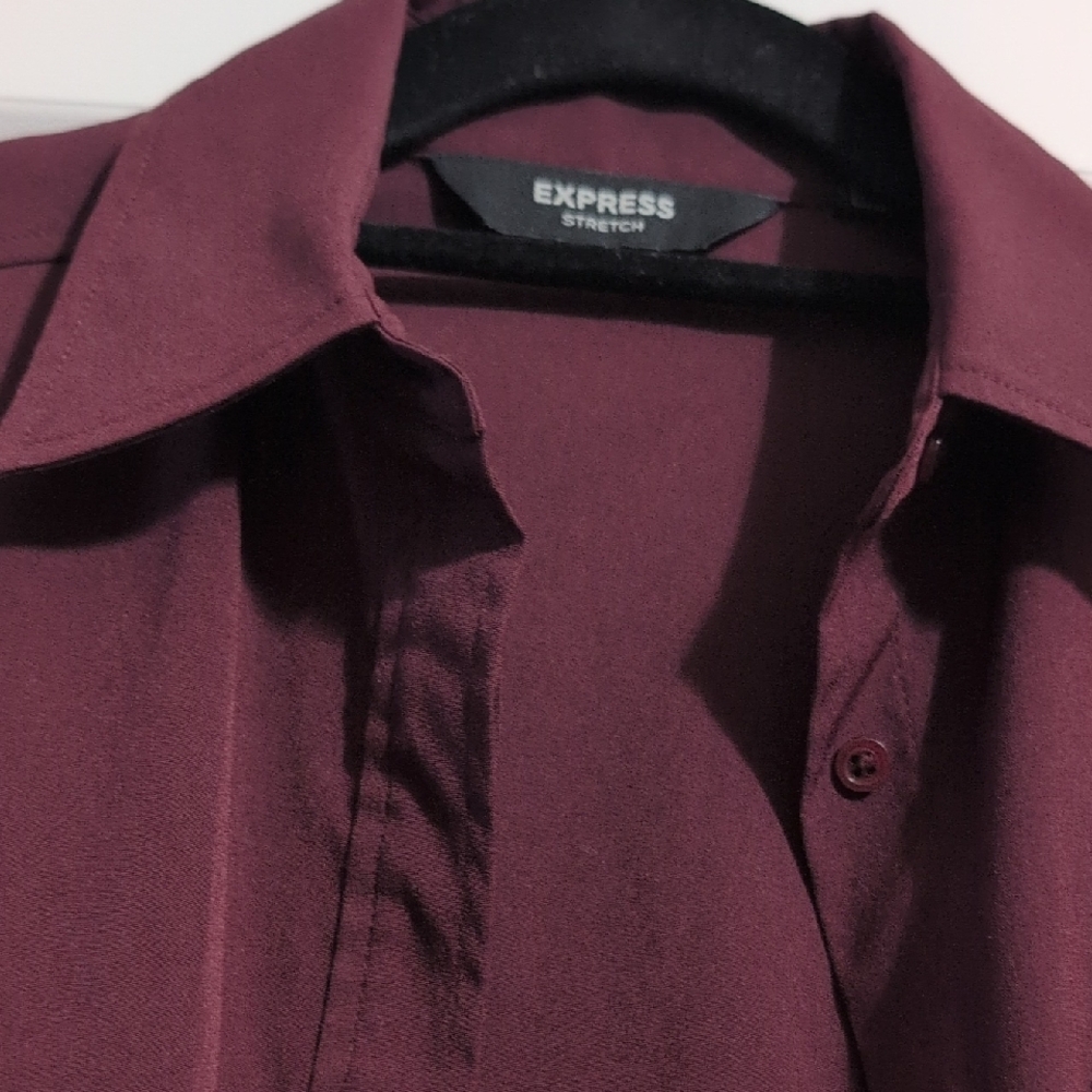 Express Women's Deep Burgundy Button Down Shirt